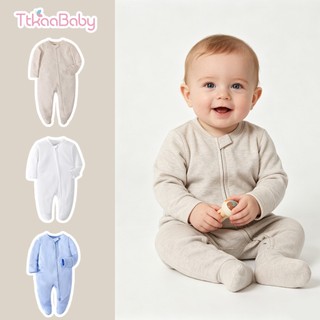 Sơ Sinh Cho Bé Màu Footie Pyjama Dây Kéo Đôi Mitten Cuff Trẻ Sơ Sinh Cotton Onesie Sleeper Pjs Footing Sleep Play 0-12 Tháng