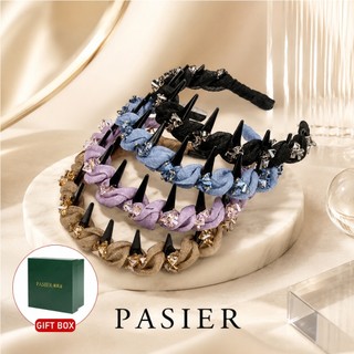 PASIER Vương miện tóc nữ phong cách Paris phụ kiện tóc đi làm hẹn hò dự tiệc đẹp kèm hộp FB2304-N