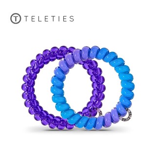 TELETIES - Đêm điện (Bộ sưu tập sống động) | Dây buộc tóc xoắn ốc đa năng màu xanh Neon, tay cầm chắc chắn, chống nước, không nhăn | Dành Cho Nữ Và Bé Gái