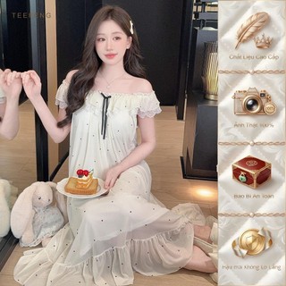TEEFENG Váy Ngủ Nữ Lưới Modal Ren Công Chúa Sling Có Miếng Lót Ngực Mùa Hè Mỏng Homewear