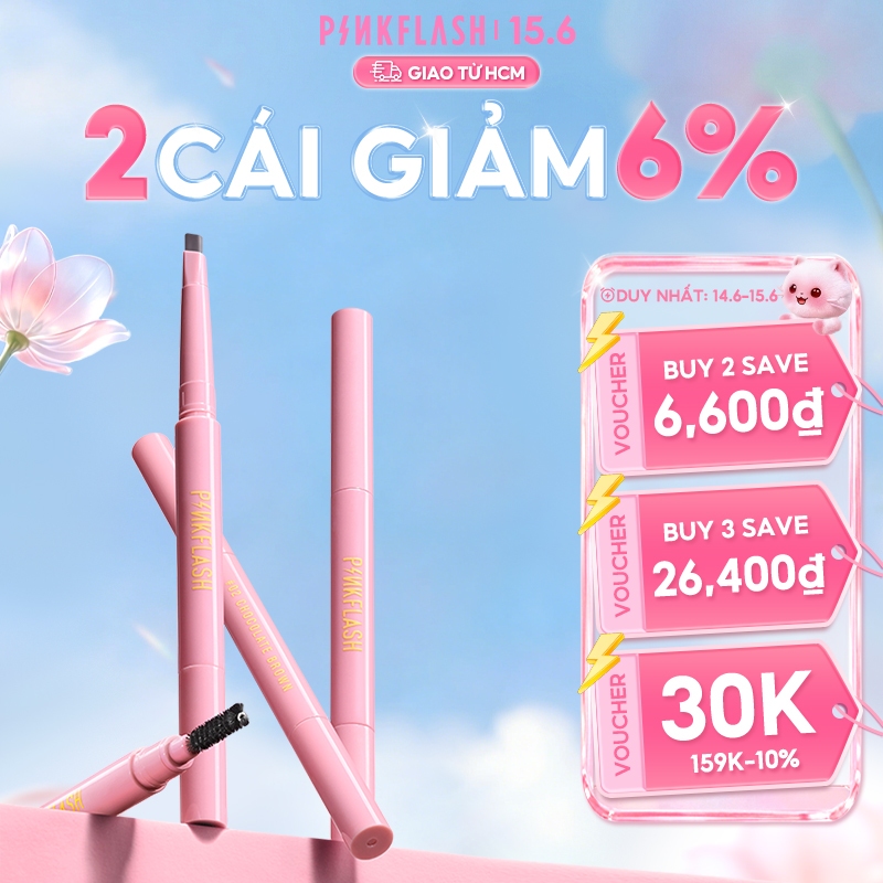 Bút Kẻ Lông Mày PINKFLASH Chống Nước Giữ Màu Lên Đến 8 Tiếng Tích Hợp Đầu Cọ Chải Tiện Dụng 0.2g