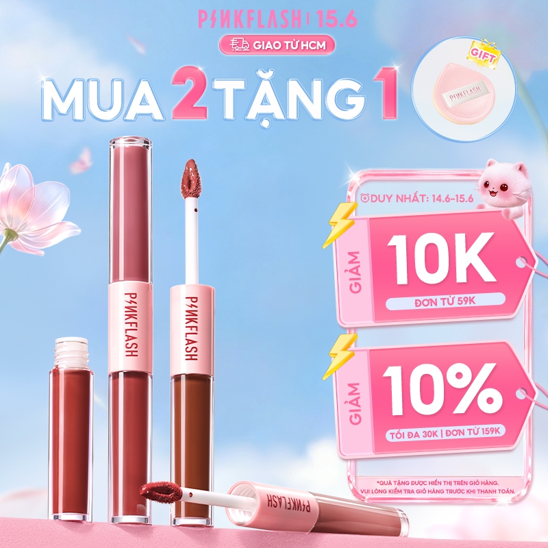 Son kem tint lì hai đầu PINKFLASH sắc tố cao lâu trôi 2 trong 1 30g