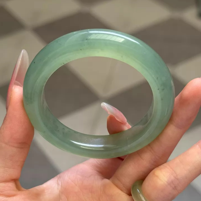 52.5mm Vòng Miệng Đá Xanh Nước Xiuyu Vòng Tay Đá Xanh Mực Nổi Waxing Ice Ice Ice Ice Siêu Đẹp