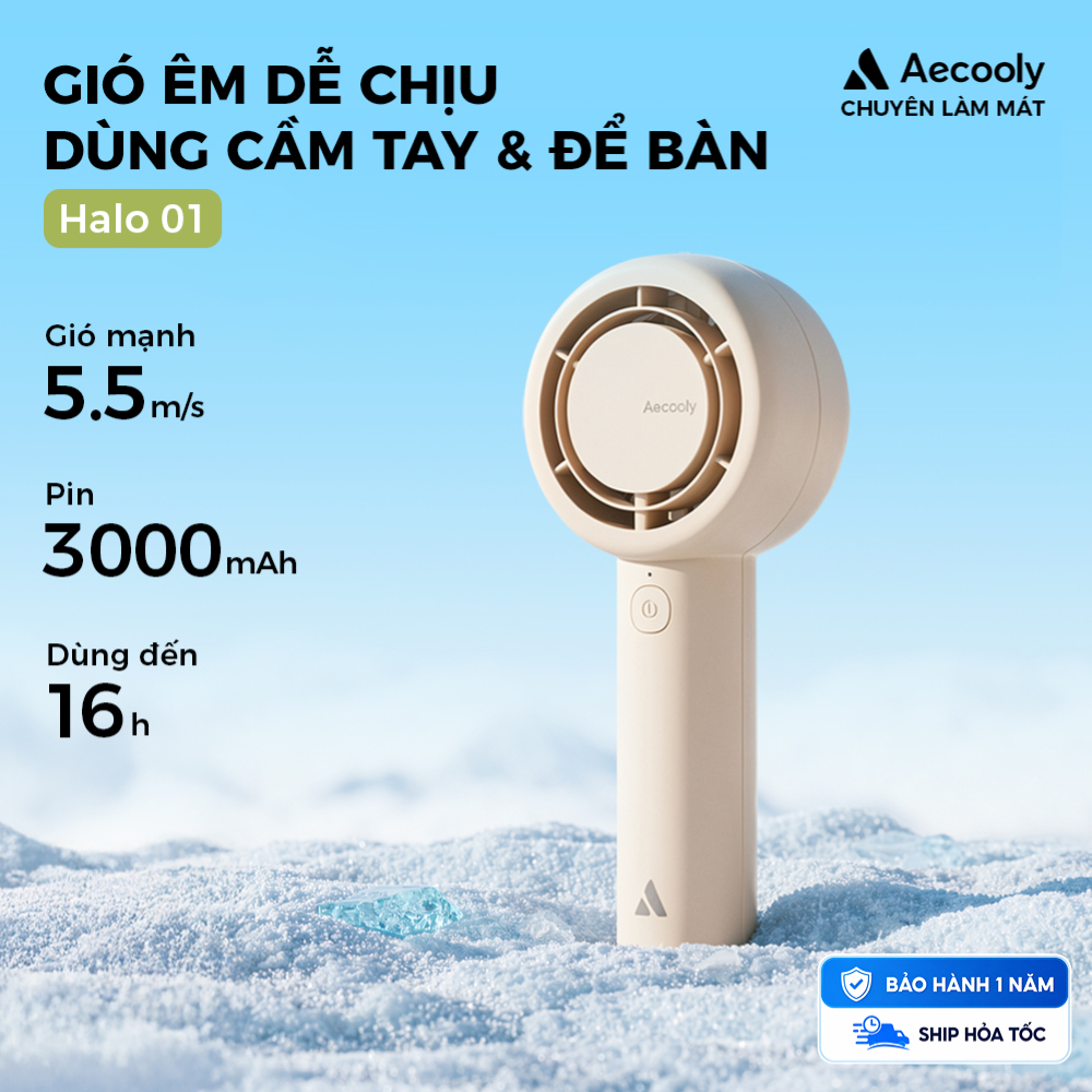 Aecooly Halo 01 Quạt cầm tay mini Quạt Turbo cầm tay cầm tay Aecooly [Thời gian làm mát tối đa 24H], Quạt Mini sạc USB 5 tốc độ | BigBuy360 - bigbuy360.vn