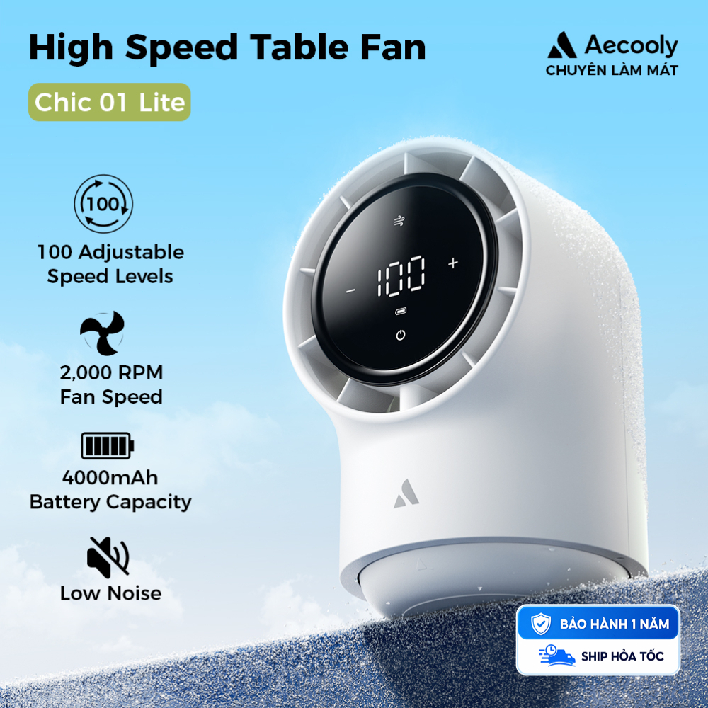 Aecooly Chic 01 Lite quạt turbo Table Fan 100 Speeds Quạt mini Màn Hình led sạc vỏ bảo vệ LED Màn Hình quạt mini cầm tay | BigBuy360 - bigbuy360.vn