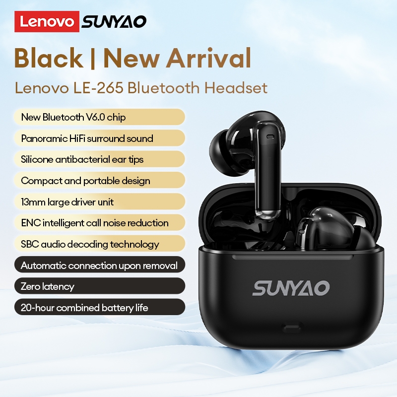 Tai nghe Bluetooth không dây Lenovo Sunyao LE-265 HiFi Level Âm thanh toàn cảnh ENC Giảm tiếng ồn Không có độ trễ cảm giác Tuổi thọ pin dài Bluetooth 6.0 | BigBuy360 - bigbuy360.vn