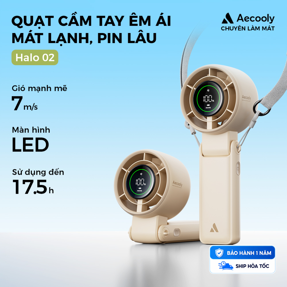 Aecooly Halo Series quạt cầm tay Quạt di động 3 TRONG 1, Quạt cổ, Quạt bàn, Quạt cầm tay Turbo, Quạt sạc USB nhỏ 5000 mAh gió mạnh tốc độ cao | BigBuy360 - bigbuy360.vn