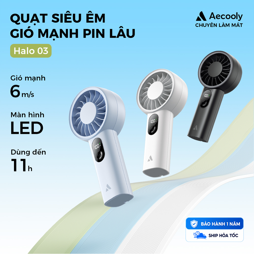 Quạt cầm tay cầm tay Aecooly Mighty | Thời gian làm mát tối đa 20H | 3 chế độ linh hoạt | Gió 5 Tốc Độ | Hiển thị mức pin | Pin cá nhân Mini có thể sạc lại USB, Quà tặng cho W | BigBuy360 - bigbuy360.vn