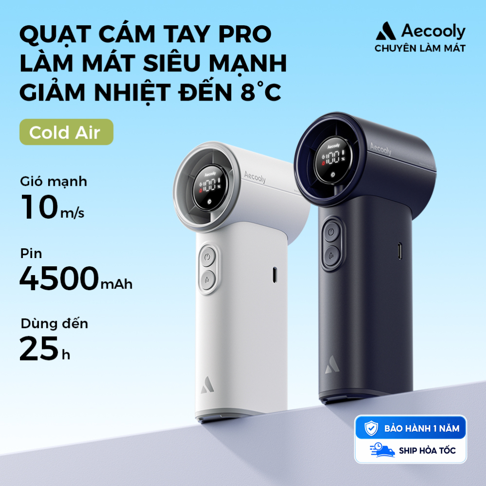 Quạt Cầm Tay Aecooly ColdAir 02 Làm Lạnh Siêu Nhanh – Giảm 8°C Trong 10s, Phun Sương & Gió Mạnh, Pin 25H, LED Hiển Thị Pin – Quạt Du Lịch, Quà Tặng Nam – Xanh | BigBuy360 - bigbuy360.vn