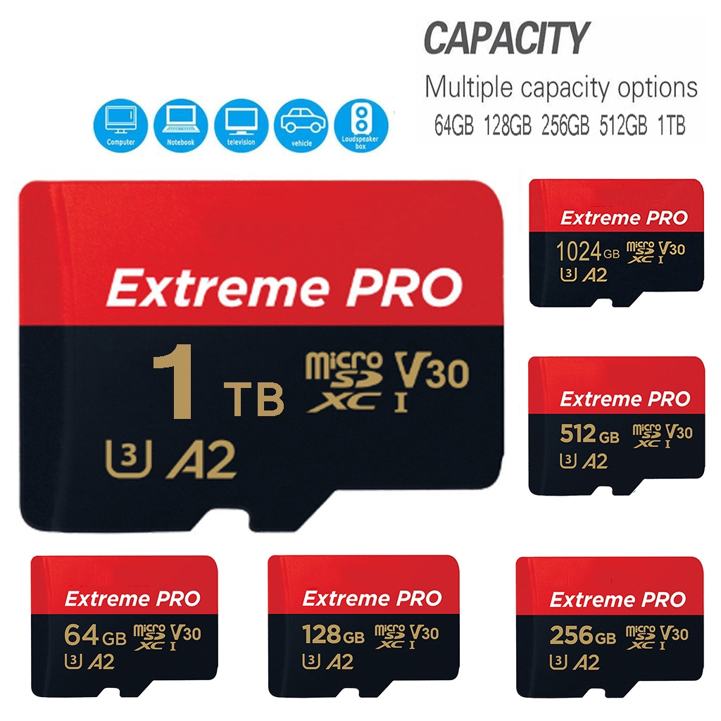 Thẻ Nhớ 1TB 2TB Microsd TF Thẻ SD Class10 UHS-1 Thẻ Flash Bộ Nhớ Cho Điện Thoại Laptop PC MAC camera