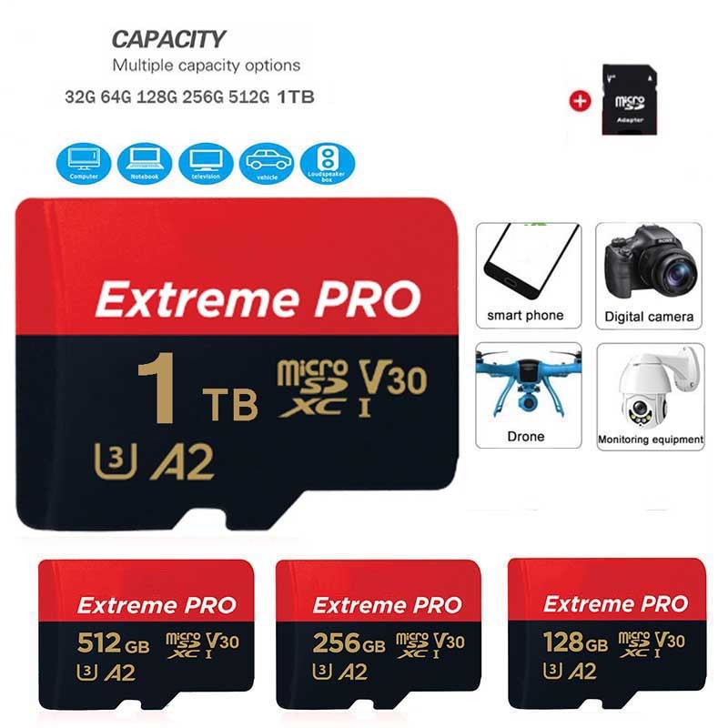 Thẻ Nhớ 1TB 2TB Microsd TF Thẻ SD Class10 UHS-1 Thẻ Flash Bộ Nhớ Cho Điện Thoại Laptop PC MAC camera