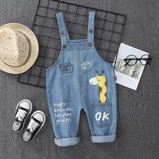 Quần Yếm Denim In Hình Khủng Long Hoạt Hình Thời Trang Xuân Thu Cho Bé Trai / Gái 0-5 Tuổi