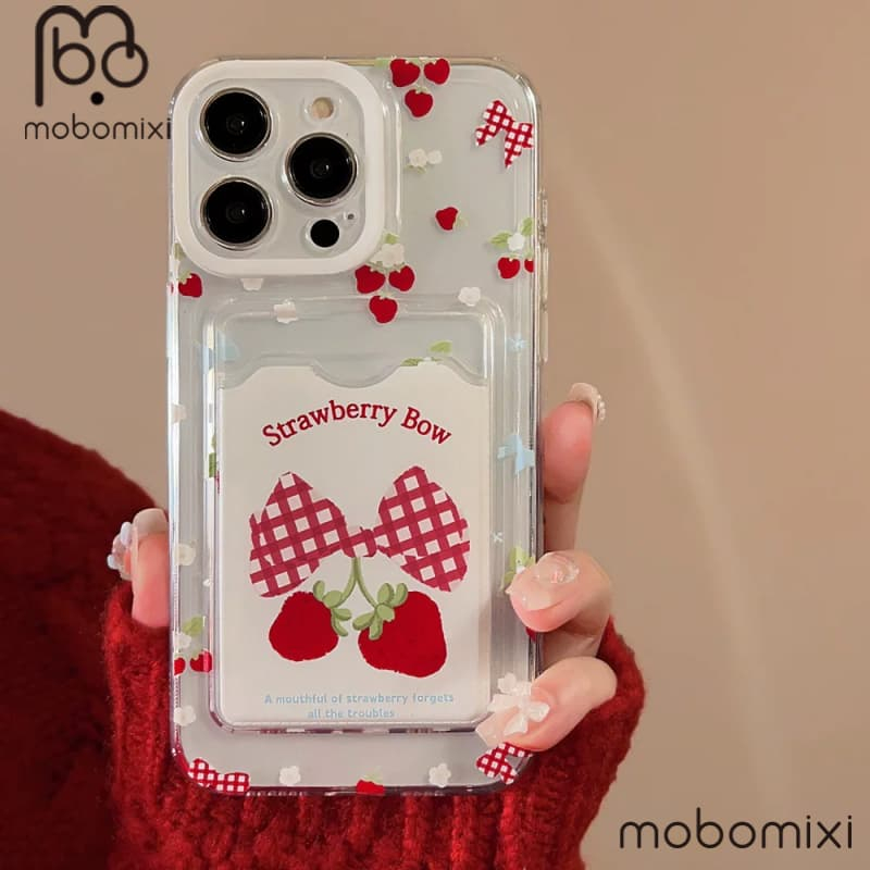 Tương thích với iPhone 17 16 15 14 13 12 11 Pro Max 7Plus 8Plus 6Plus SE2020, Sweet Strawberry Bow C