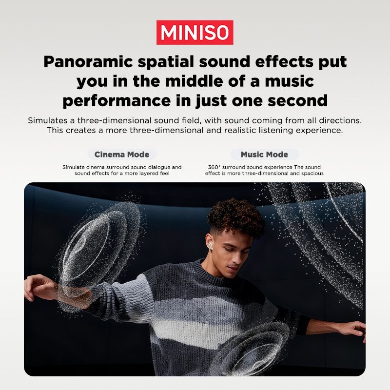 Tai nghe Bluetooth MINISO MS106 – Không dâyTWS, Thời gian chơi 55h, Khử tiếng ồn, Hệ thống IPX5, 6 Mic, Chế độ chơi game (Độ trễ 58ms) | BigBuy360 - bigbuy360.vn
