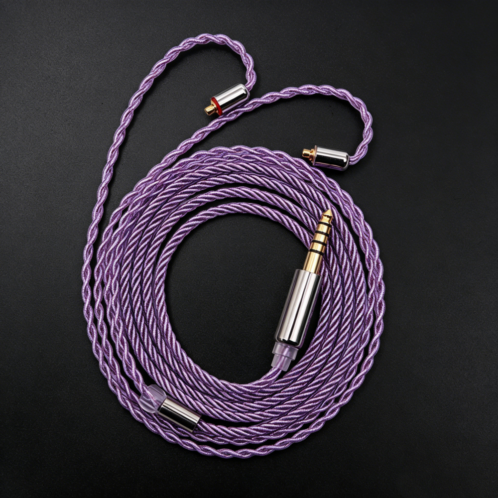 Fengru Violet 4 Dây Graphene Đơn Pha Lê Đồng Tai Nghe Nâng Cấp Cáp QDC KZ C Pin 2Pin 0,78 MMCX TFZ C