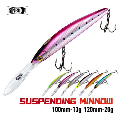 KINGDOM SNAPKE SHADE Suspending Minnow Lure 13g / 20g Long Cast Deep Lặn Mồi Cứng Với Lục Lạc Mồi Nhân Tạo Chống Tắc Cho Seabass Nước Ngọt Nước Mặn Câu Cá