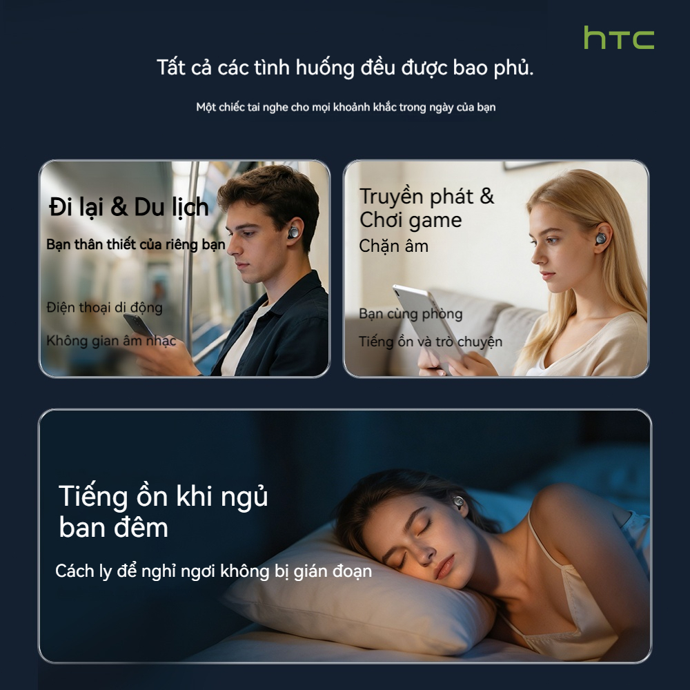 HTC NE92 Tai nghe chuyên dụng khi ngủ Tai nghe Bluetooth 6.0 Tai nghe nhét In-ear Khử ồn ENC Microphone cho âm thanh trong trẻo Chống nước IPX5 Âm thanh Hi-Fi Độ trễ thấp chơi game | BigBuy360 - bigbuy360.vn