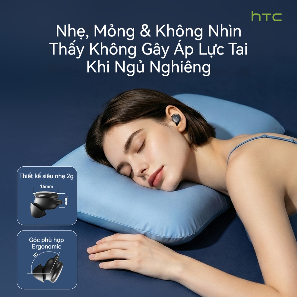 HTC NE92 Tai nghe chuyên dụng khi ngủ Tai nghe Bluetooth 6.0 Tai nghe nhét In-ear Khử ồn ENC Microphone cho âm thanh trong trẻo Chống nước IPX5 Âm thanh Hi-Fi Độ trễ thấp chơi game | BigBuy360 - bigbuy360.vn