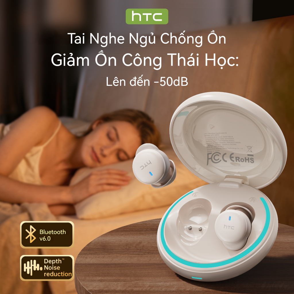 HTC NE92 Tai nghe chuyên dụng khi ngủ Tai nghe Bluetooth 6.0 Tai nghe nhét In-ear Khử ồn ENC Microphone cho âm thanh trong trẻo Chống nước IPX5 Âm thanh Hi-Fi Độ trễ thấp chơi game | BigBuy360 - bigbuy360.vn