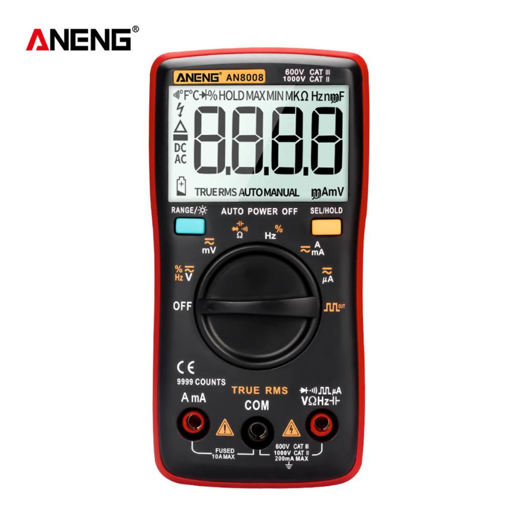Đồng hồ vạn năng kỹ thuật số ANENG AN8008, 9999 Đếm True RMS CAT III 600V Multi-tester để đo tần số 