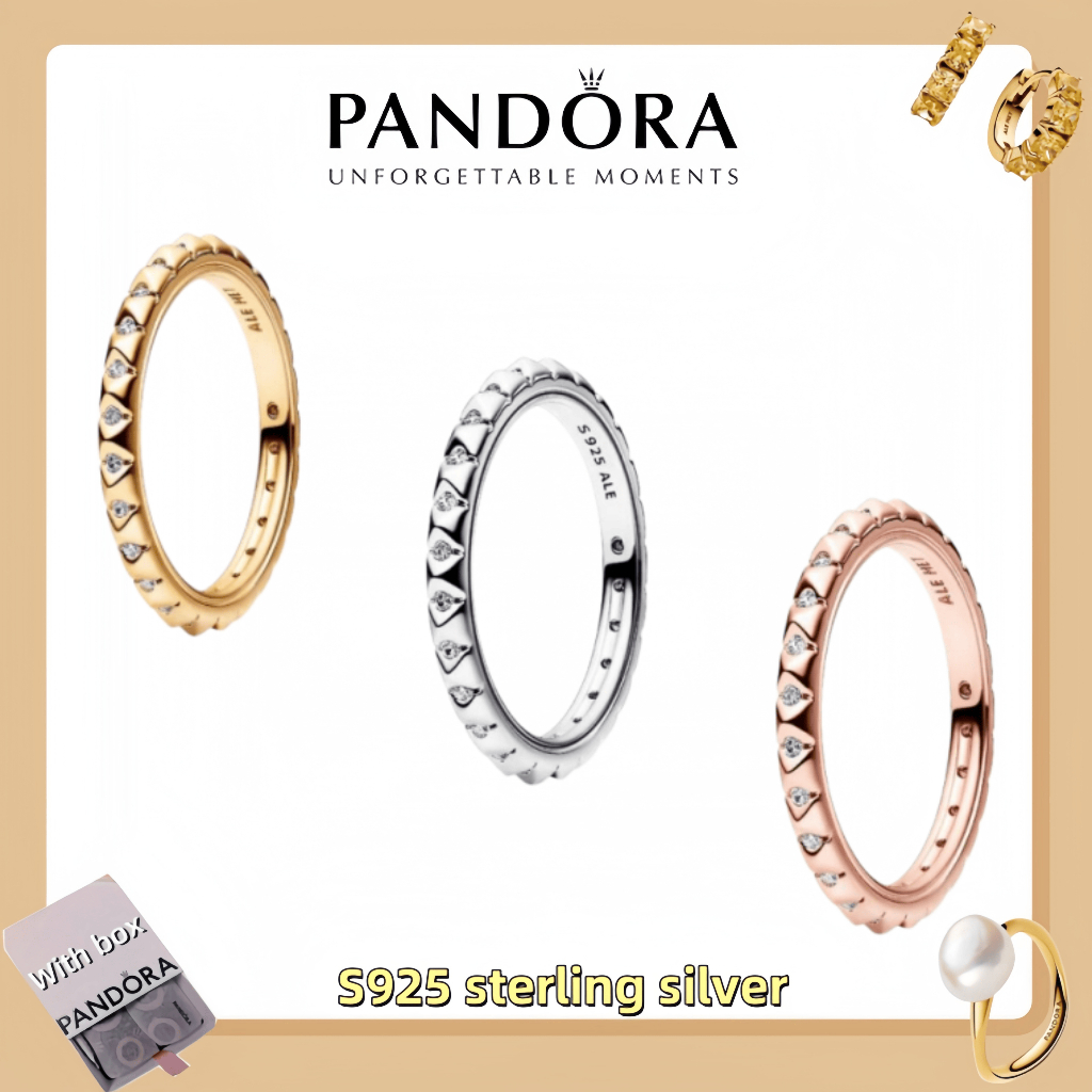 Bán chạy 100% trang sức nữ bạc S925 (có hộp) Nhẫn kim tự tháp Pandora ME