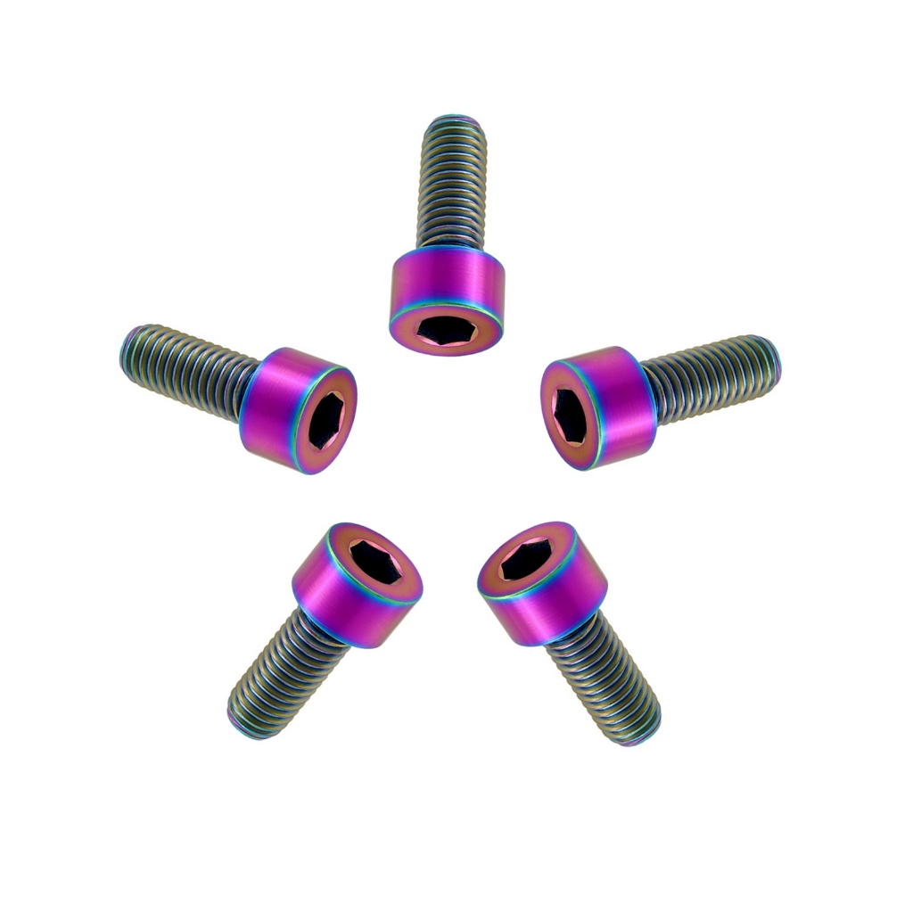 Bu lông titan cầu vồng RISON TITANIUM M5x0.8x14mm, Nắp đầu ổ cắm lục giác loại 5 DIN912, 5 CÁI Ti-6A