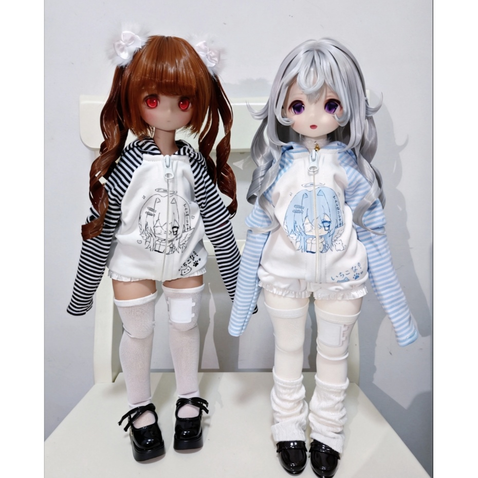 1 / 4 1 / 6 bjd Quần Áo Bé Sọc Mèo Con Tai Áo Khoác Dây Kéo Áo Khoác