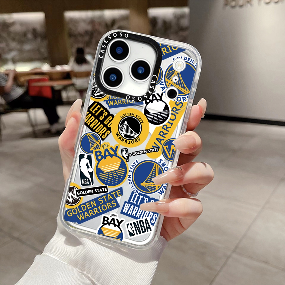 NBA Golden State Warriors Logo Sticker Vỏ sạc từ tính không dây cho IPhone 11 14 15 16 Pro Max 12 13