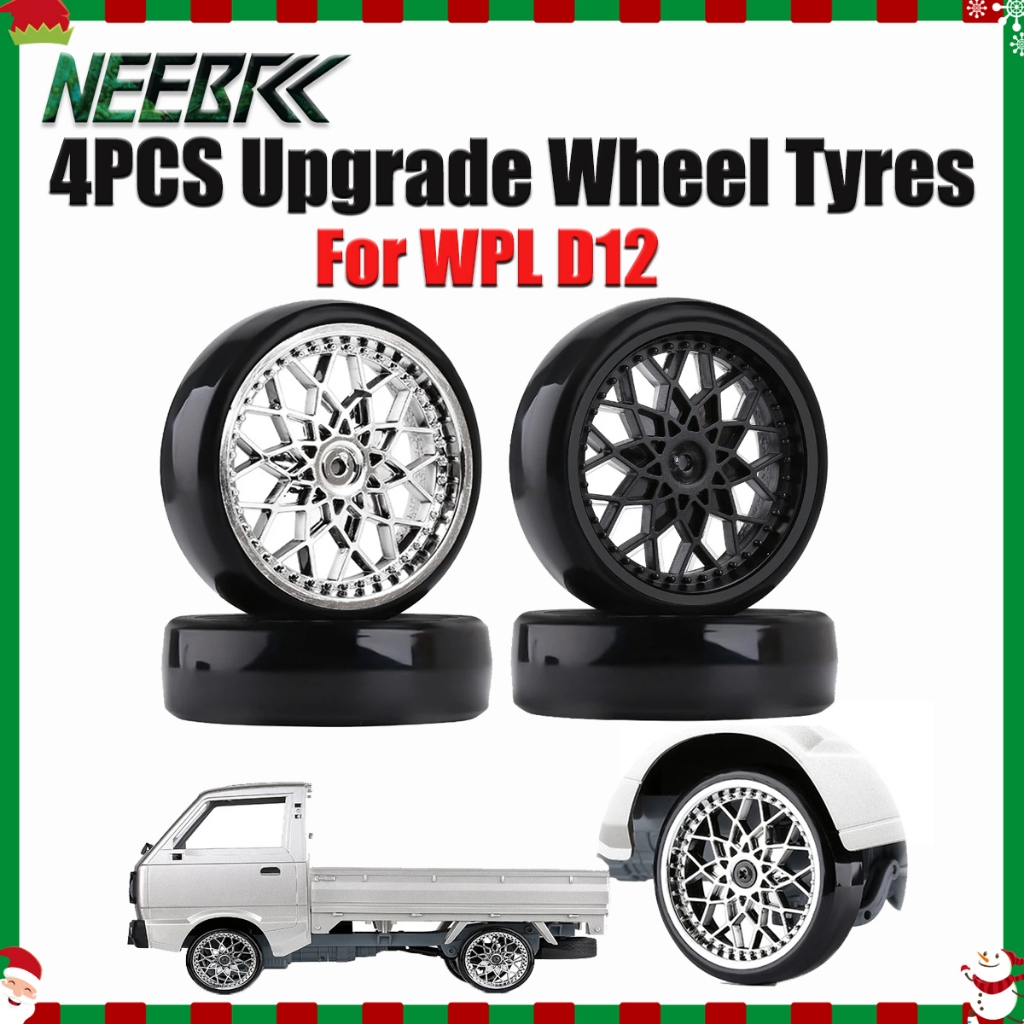 1: 10 WPL D12 Lốp Xe Tải 4 Bánh Xe Nâng Cấp Lốp Cao Su RC Xe Phụ Kiện Phụ Kiện Cho 1: 10 WPL D12 Tru