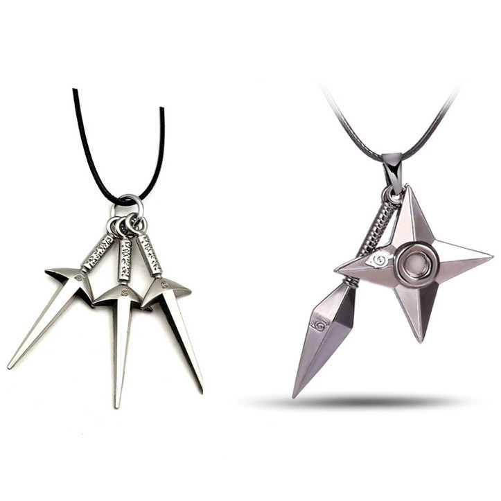 Anime Ninja Dụng Cụ Vòng Cổ, Kunai Shuriken Kim Loại Mặt Dây Chuyền Choker Trang Sức Thời Trang Cosp