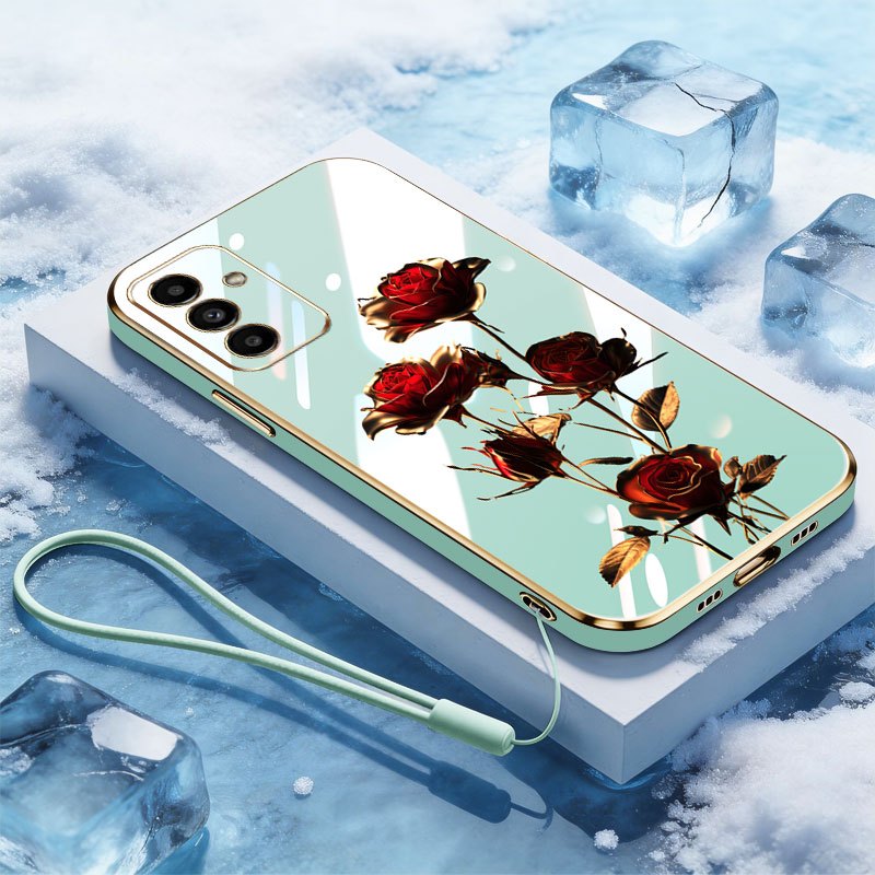 Ốp Lưng YBD Cho Samsung Galaxy A26 A34 A35 A36 A53 A54 A55 A56 M54 F54 5G Sang Trọng Màu Đỏ Vàng Hoa