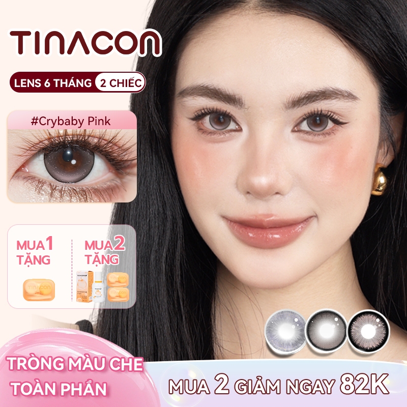 kính áp tròng TINACON 1 cặp hiệu ứng mắt to thoải mái 6 tháng sử dụng độ cận(0.0 ~ -8.0) DIA14.2-14.