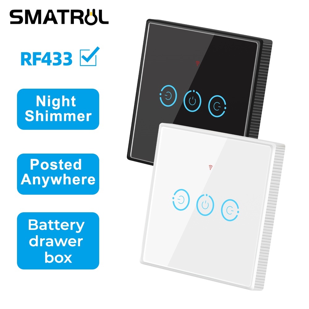 SMATRUL Công tắc cảm ứng không dây Rf 433mhz 1 / 2 / 3gang