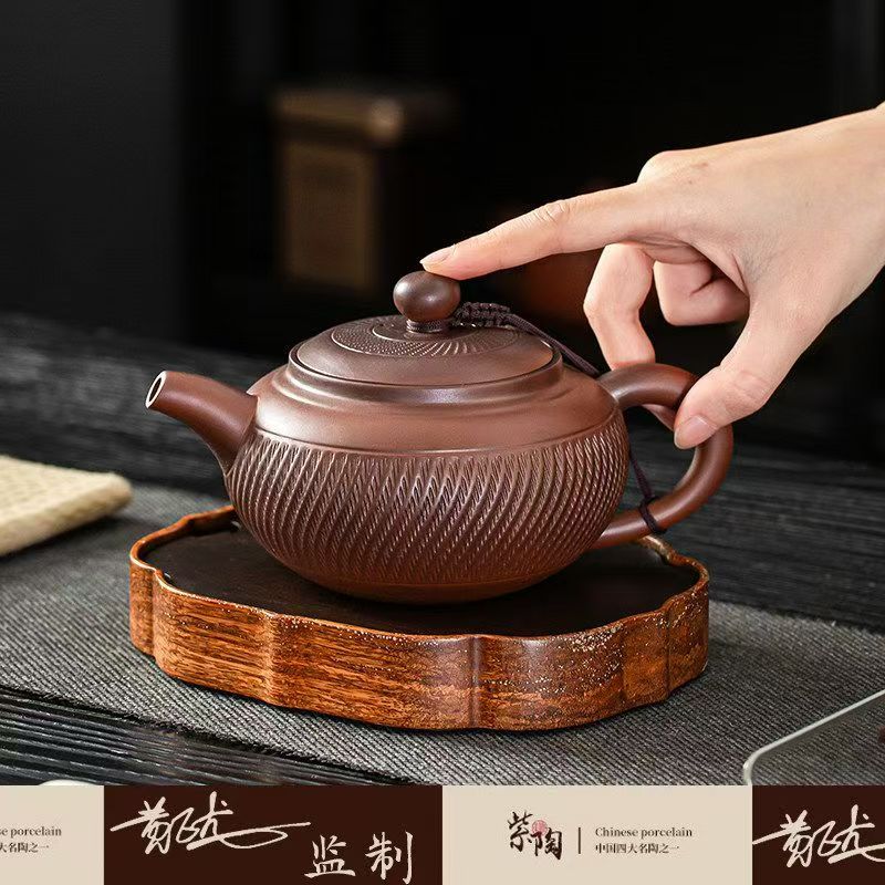 Yunnnan Nhảy Dao Tím Gốm Đất Sét Tím Dung Tích Lớn 400cc Xishi Ấm Trà Đơn Nồi Retro Hộ Gia Đình Cao 