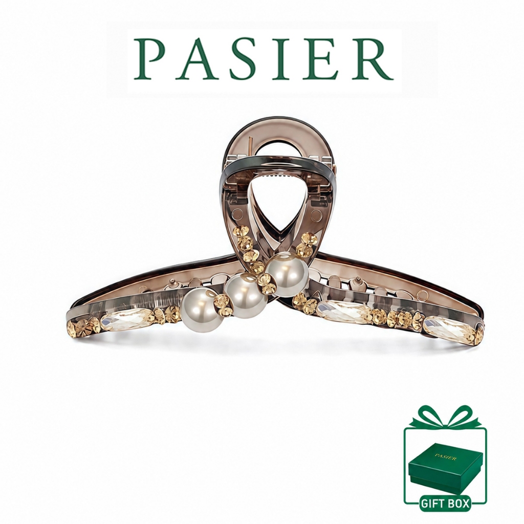 PASIER Tóc Nâu Vuốt Kẹp Nữ Hạt Trang Trí Hàng Ngày Đảng Bun Tạo Kiểu Tóc Phụ Kiện KJ0026