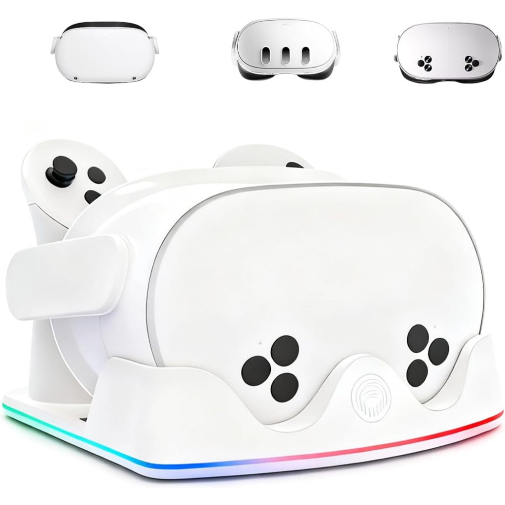 Đế sạc RGB có chỗ để tay cầm cho Meta Quest 3S/ Meta Quest 3/ Meta Quest 2
