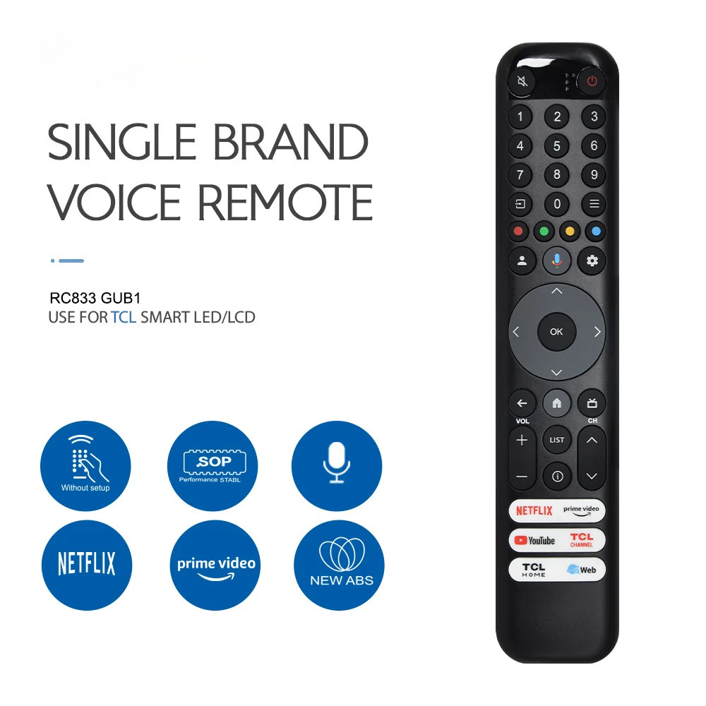 Điều khiển từ xa bằng giọng nói RC833 GUB1 mới Thích hợp cho TV thông minh TCL QLED 50 55 65 75C645 