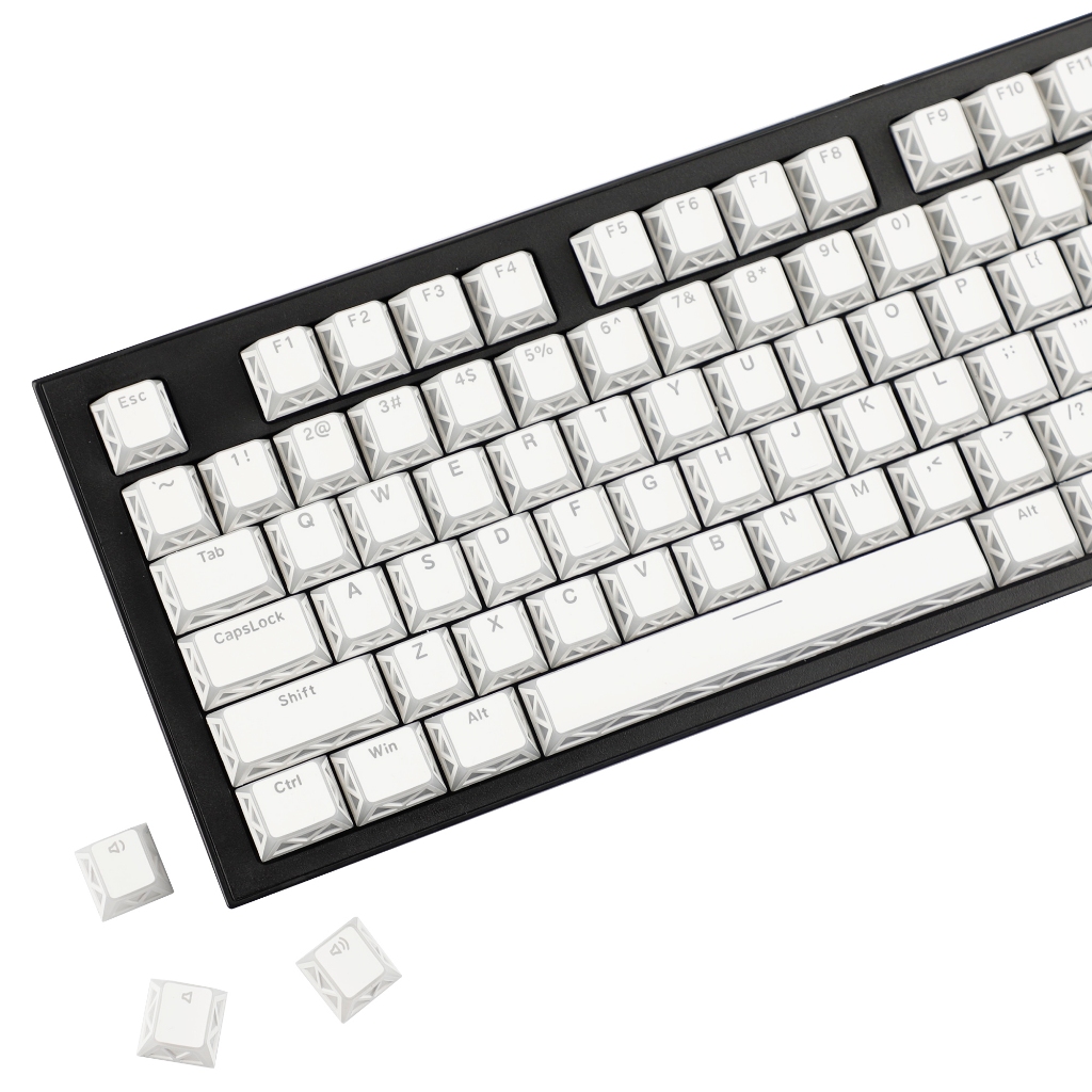 YMDK 130 Phím Trắng Rỗng Imperial Light Cherry Profile Shine Through Keycaps cho 68 / 75 / 87 / 98 /