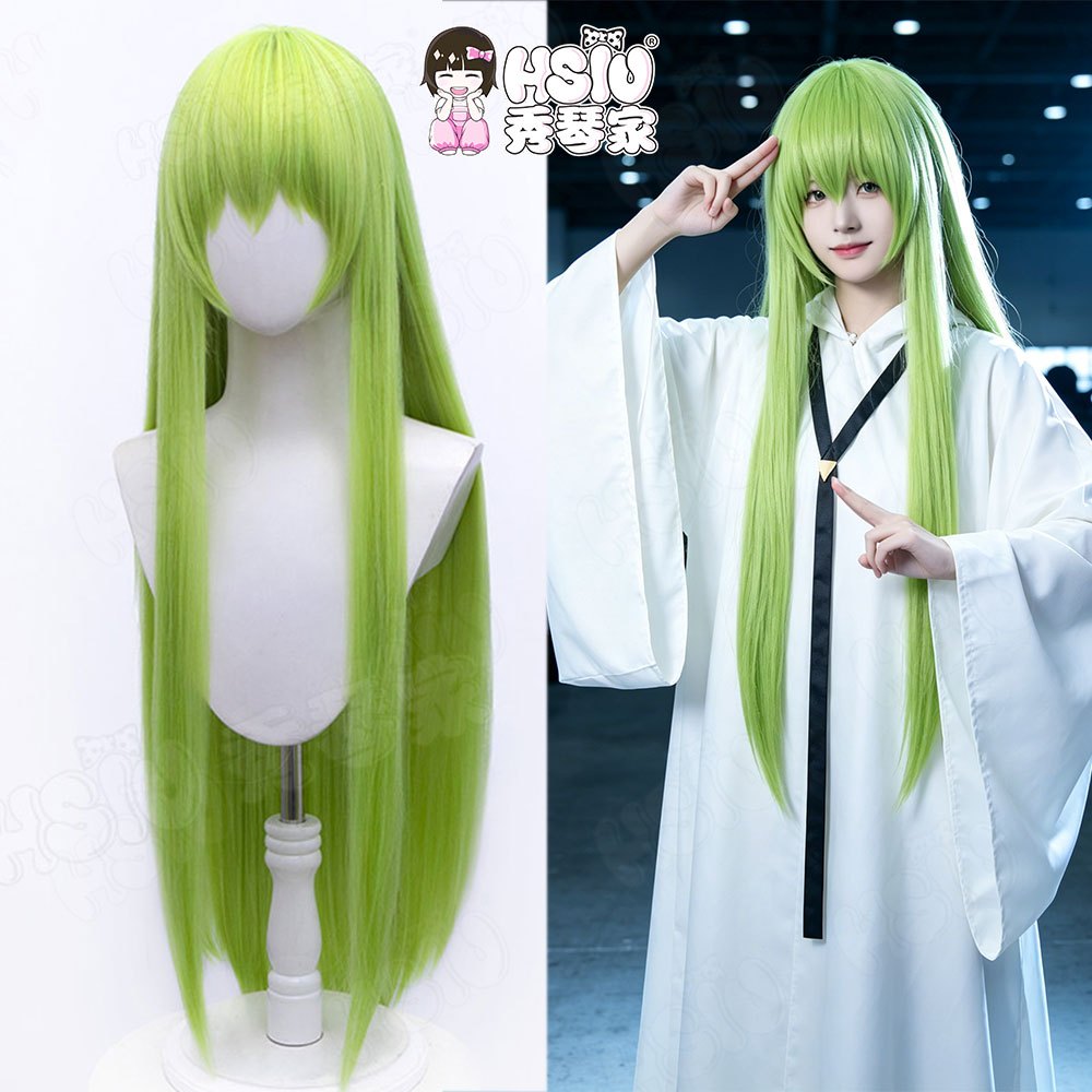 Enkidu Cosplay Tóc Giả HSIU 100Cm Cỏ-xanh Tóc Dài Chịu Nhiệt Tóc Giả + Mũ Tóc Giả MÃ GEAS Cosplay Tó