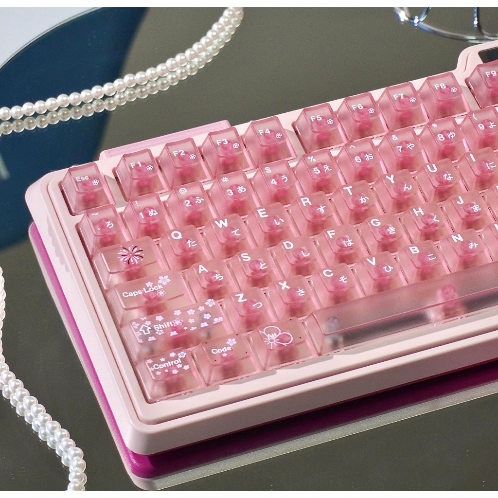 Pink Spring Keycaps Foggy Trong suốt gốc Nhật Bản RGB tỏa sáng qua hồ sơ anh đào Keycap bộ cho bàn p
