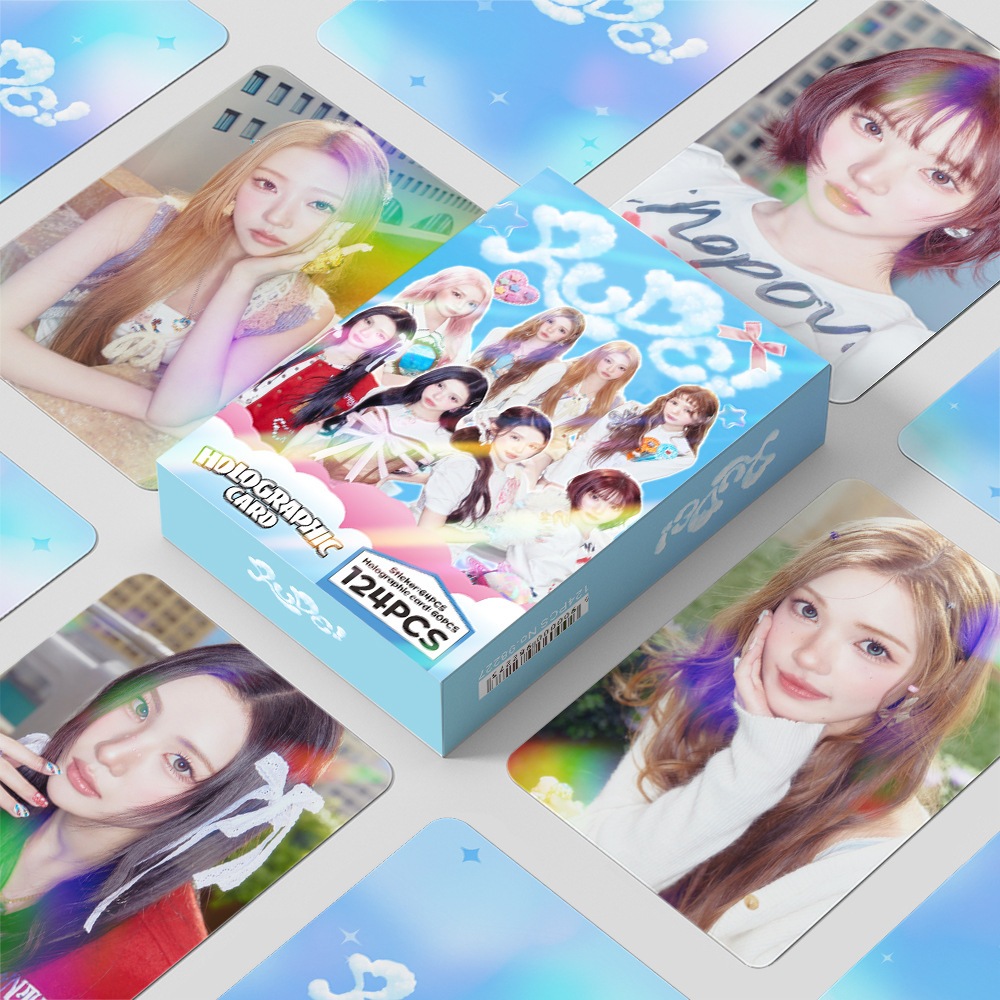 H2H Hearts2Hearts Laser Lomo Card Photocard Bưu Thiếp 60 Chiếc Thẻ + 64 Miếng Dán