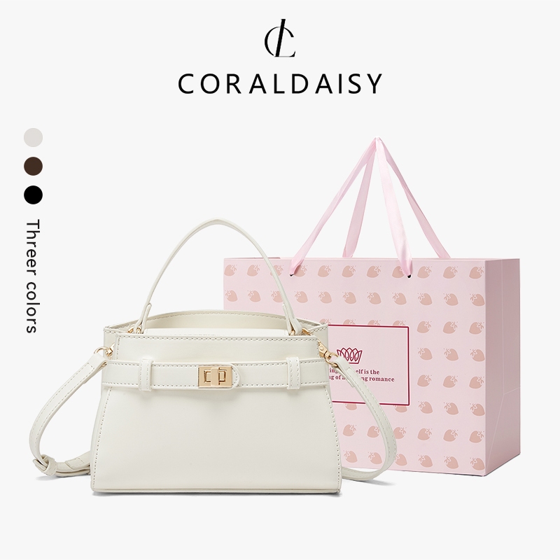 CORALDAISY Túi Nữ 2026 Mẫu mới duyên dáng màu trơn túi đeo vai Khóa cài dạng bấm túi đeo chéo