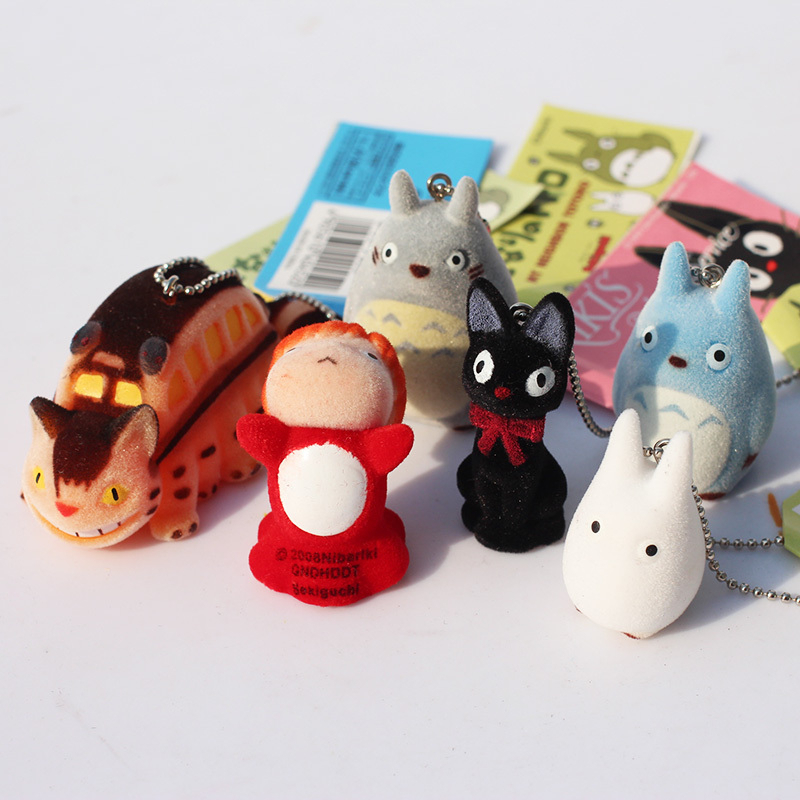 6 Cái / bộ 4-7cm Ponyo Catbus Jiji Mèo Đen Chibi Darong Mèo Con Móc Chìa Khóa Xe Buýt Mặt Dây Chuyền