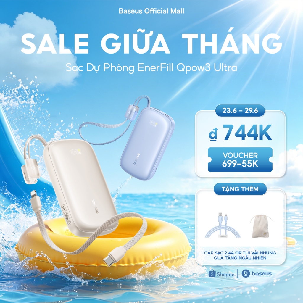 [Chứng nhận 3C MỚI] Baseus EnerFill FC21 Qpow 3 Ultra Digital Display Power Bank với cáp có thể tháo rời 10000mAh / 20000mAh 22,5W | BigBuy360 - bigbuy360.vn