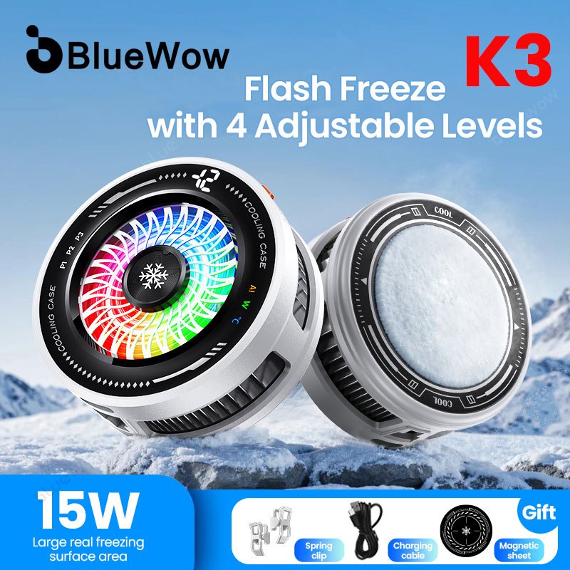 Quạt làm mát điện thoại di động BlueWow K6 / K3 Quạt làm mát tản nhiệt chơi game Turbofan Cooler