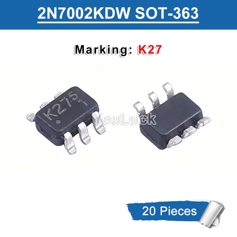 20 Chiếc 2N7002KDW Đánh Dấu K27 SOT-363 N Kênh MOSFET ESD Bảo Vệ Mới Ban Đầu