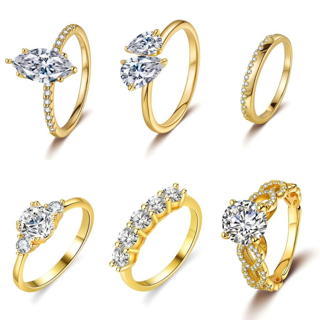 Nhẫn đá đôi Moissanite 1ct dành cho nữ, giọt nước vuông bạc 925