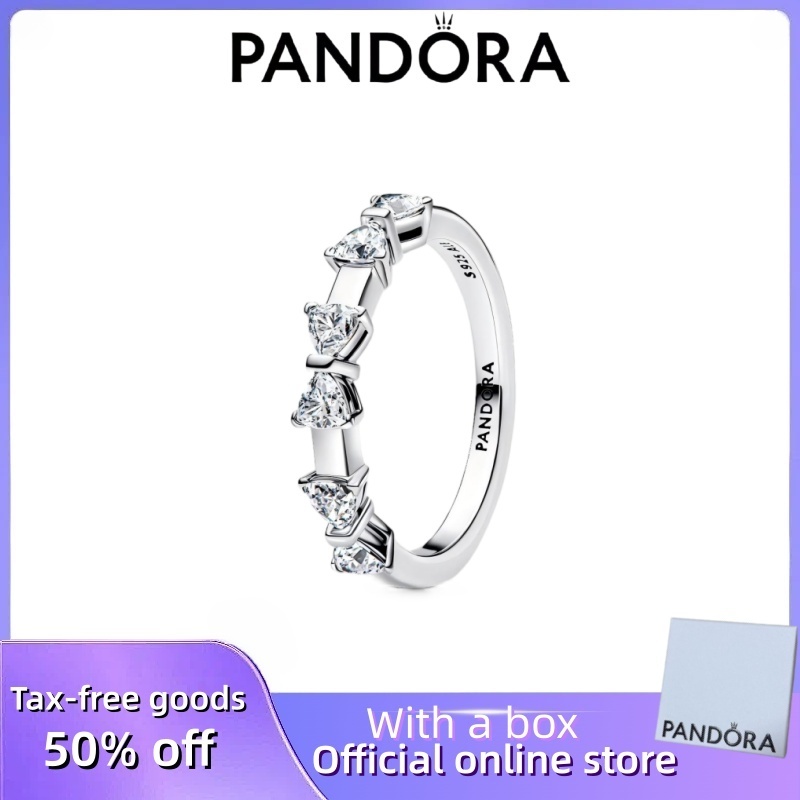 Bán chạy 100% S925 Bạc Pandora Cặp đôi nữ DIY Quà tặng sinh nhật Nơ Trạm Nhẫn