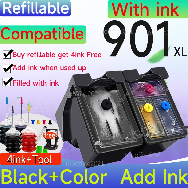 Tương thích hp 901 mực hp 901xl đen hp901 hp901xl hộp mực nạp lại tương thích cho hp 4500 J4524 J455