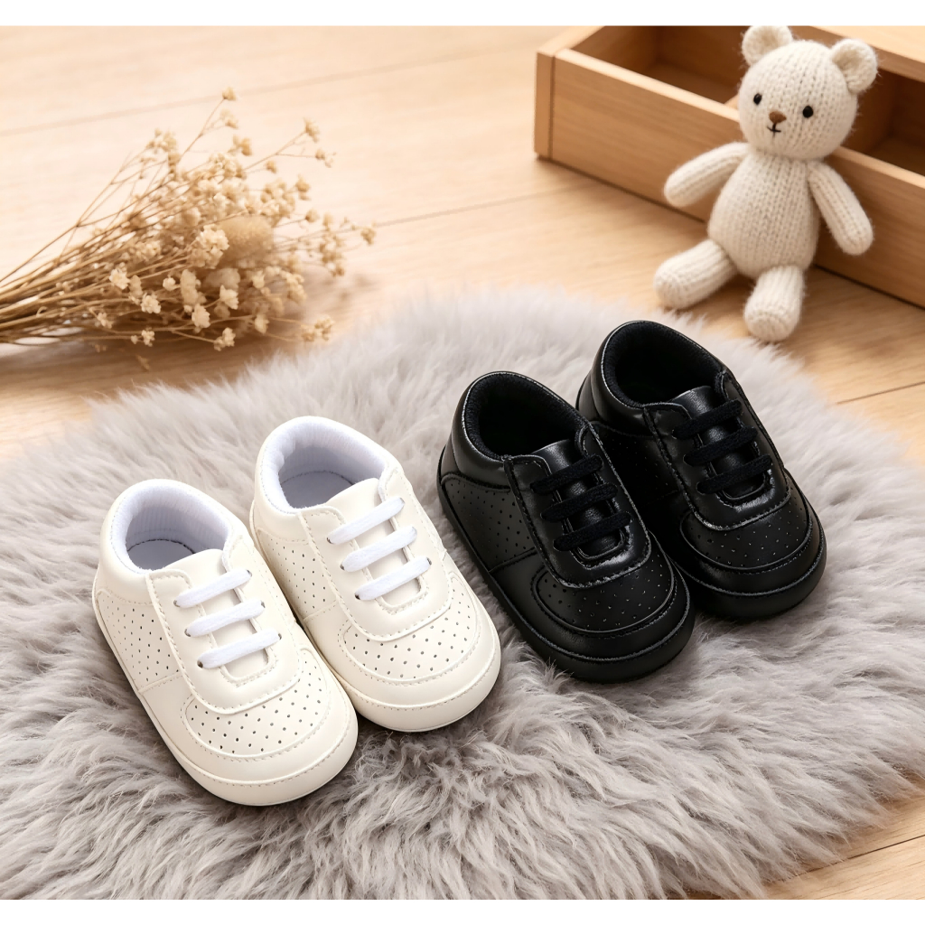 Nfant Baby Boys Girls Giày thể thao thoáng khí bằng da PU